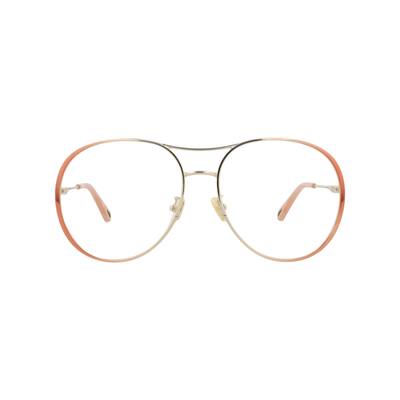 Chloé Aviator-Frame Metal Optical Frames, Transparent Lens, Shiny Gradient Transparent Nude/Light Gold Frame