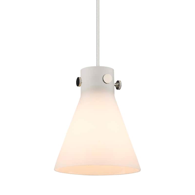 Innovations Lighting 410-1PS-10-8 Newton Cone Pendant Newton Cone 8" - Polished Nickel / Matte White