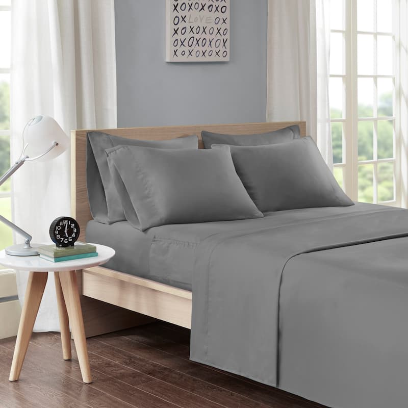 Microfiber Sheet Set with Side Storage Pockets by Intelligent Design - Full - Charcoal