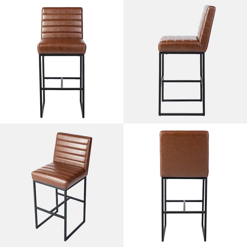 Glitzhome 30"H Modern High Back Upholstered Bar Stools with Metal Legs Set of 2/4