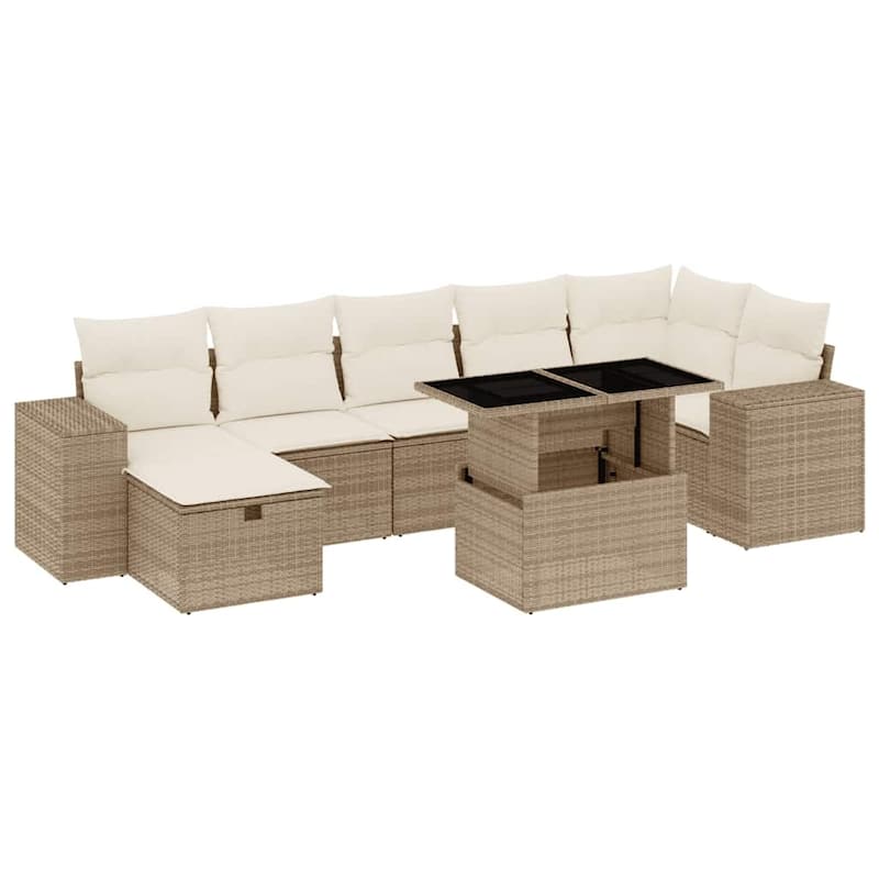 vidaXL Patio Sofa Set with Cushions Outdoor Furniture 8 Piece Poly Rattan