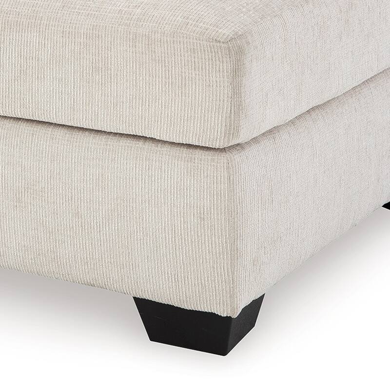 Avie Oversized Accent Ottoman, White Ivory Polyester Cushion, 38 Inch