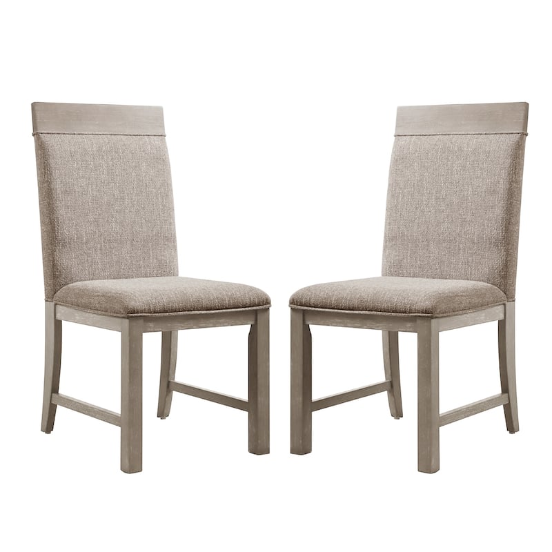 Set of 2 Upholstered Side Chairs in Gray and Stone Gray - Dining Height - Gray/Stone Gray - Set of 2