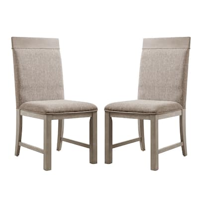 Set of 2 Upholstered Side Chairs in Gray and Stone Gray