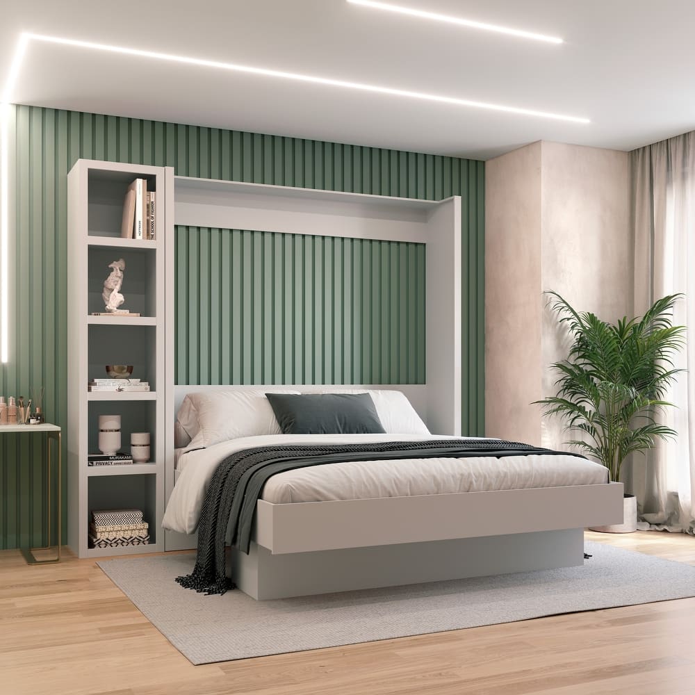 Easy-Lift King Murphy Wall Bed in with Bookshelf