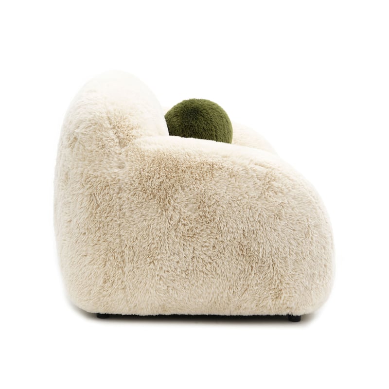 Furniture of America Cynra Modern 66-inch Faux Fur Loveseat with Ball Pillow