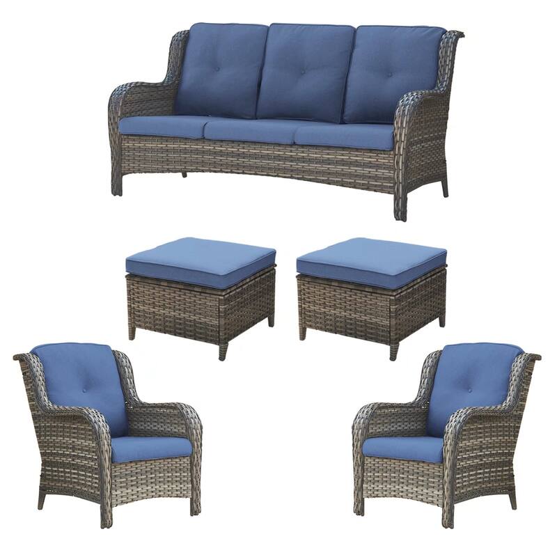Pocassy 6 Piece Outdoor Wicker Conversation Sofa Set