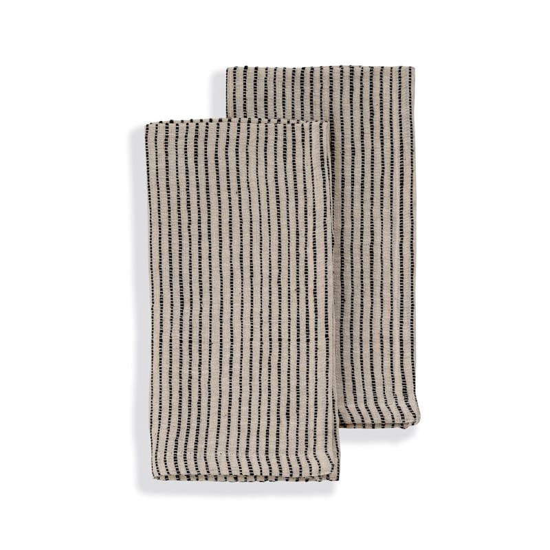 ON TRACK Napkins - Handmade Organic Cotton, Fair Trade, Eco-Dyed -  Set of 2, 20"x20" by Sustainable Threads|Black