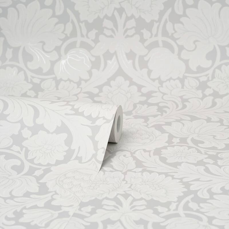Brewster Bamburg Grey Floral Wallpaper