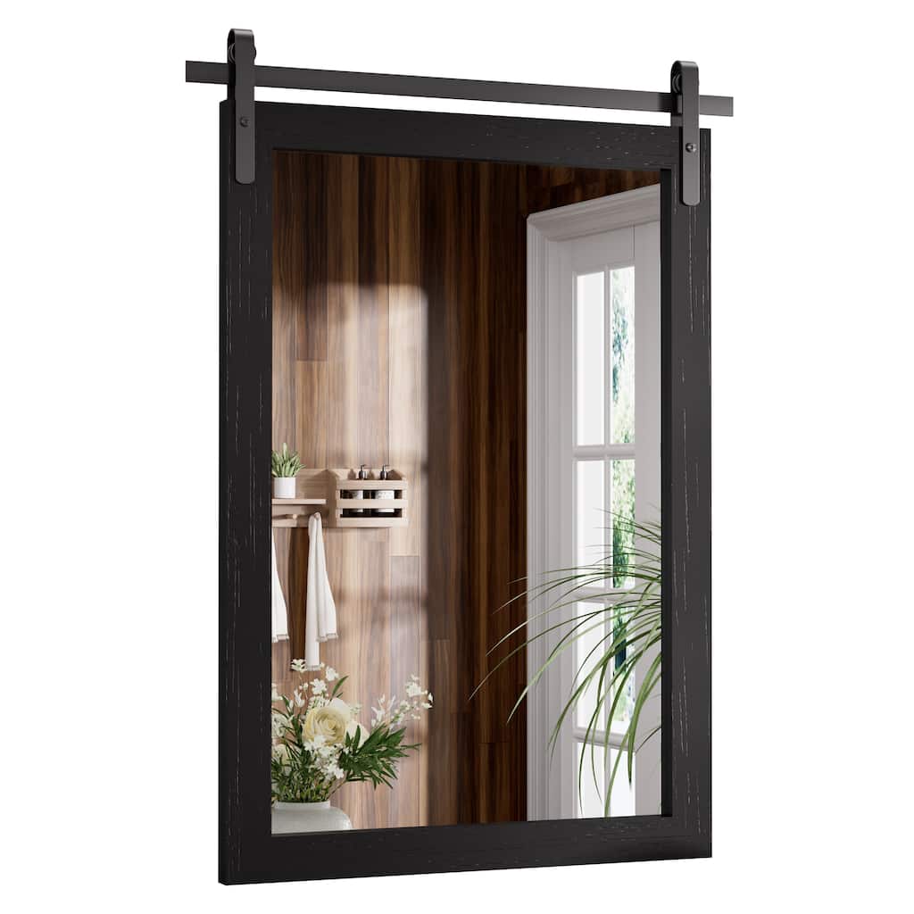 Modern Farmhouse Barn Door Wood Frame Wall Mirror
