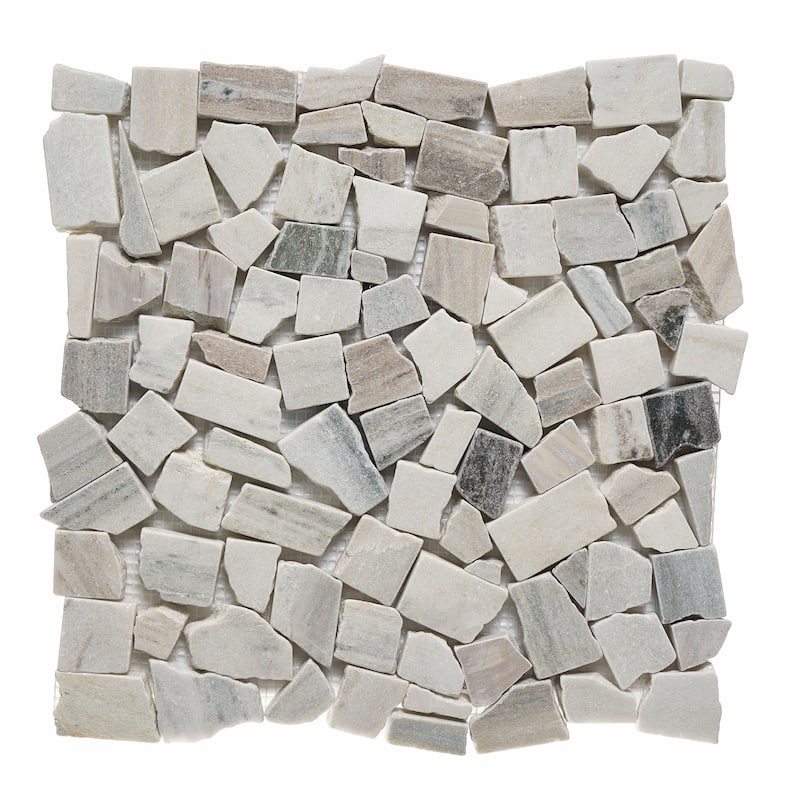 Apex Marble Puzzle Tumbled Mosaic Tile - 5 Sheets (5.00 sf) - Grey