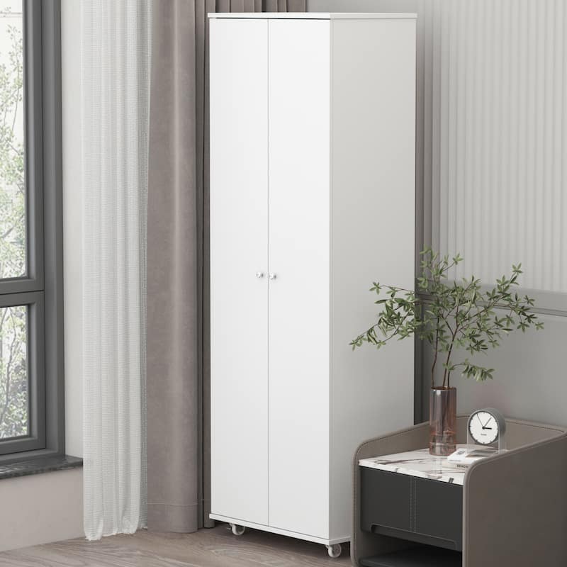 70.9"Armoires Wardrobe Closet Storage Cabinet Shoe Cabient White/Black