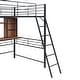 preview thumbnail 11 of 9, Metal Loft Bed with All-in-one Cabinet Storage Shelf Underneath, Wooden Desk, Guardrails and Ladder, Black Full Loft Metal Bed