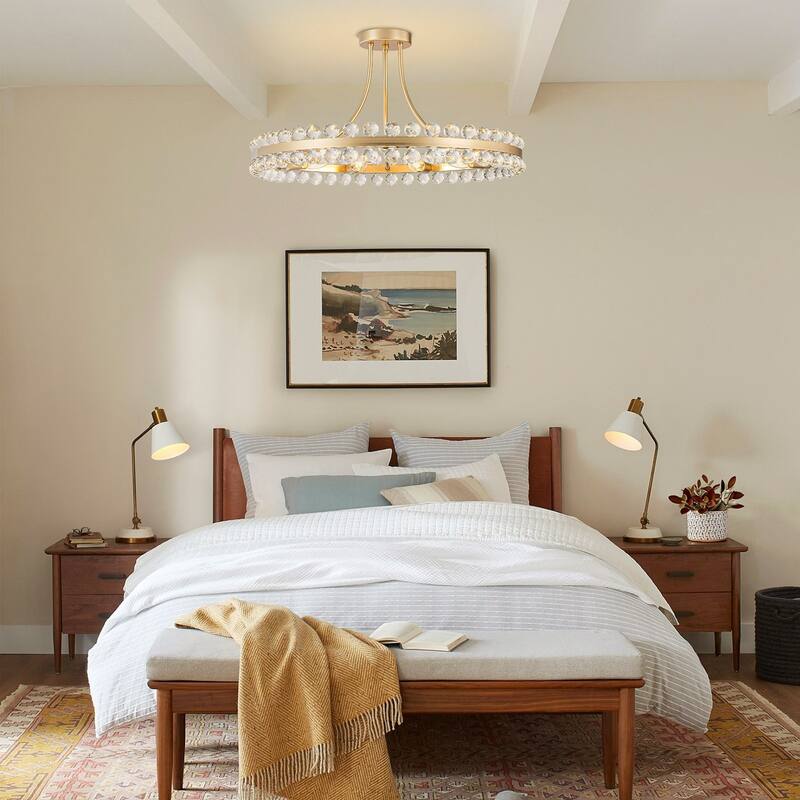 Starsky 4/9-light Modern Crystal Ceiling Light Round Semi Flush Mount