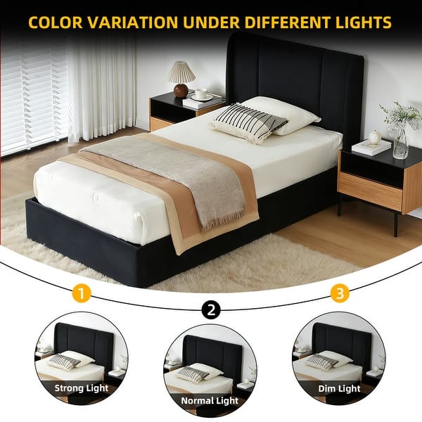 dimension image slide 9 of 17, Modern Minimalist Upholstered Storage Bed with Lift-Up Platform