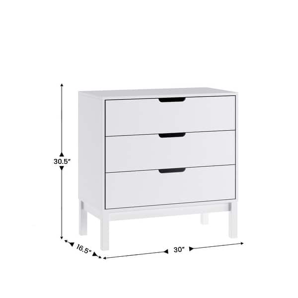 dimension image slide 1 of 2, Wooden 3-Drawer Dresser with Smooth Bearing Slides for Kids Bedroom