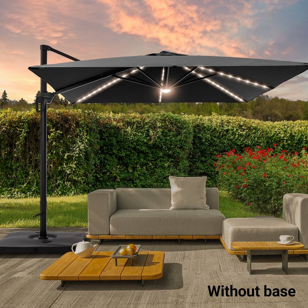 BONOSUKI 10x10FT LED Cantilever Patio Umbrella Angle Adjustment