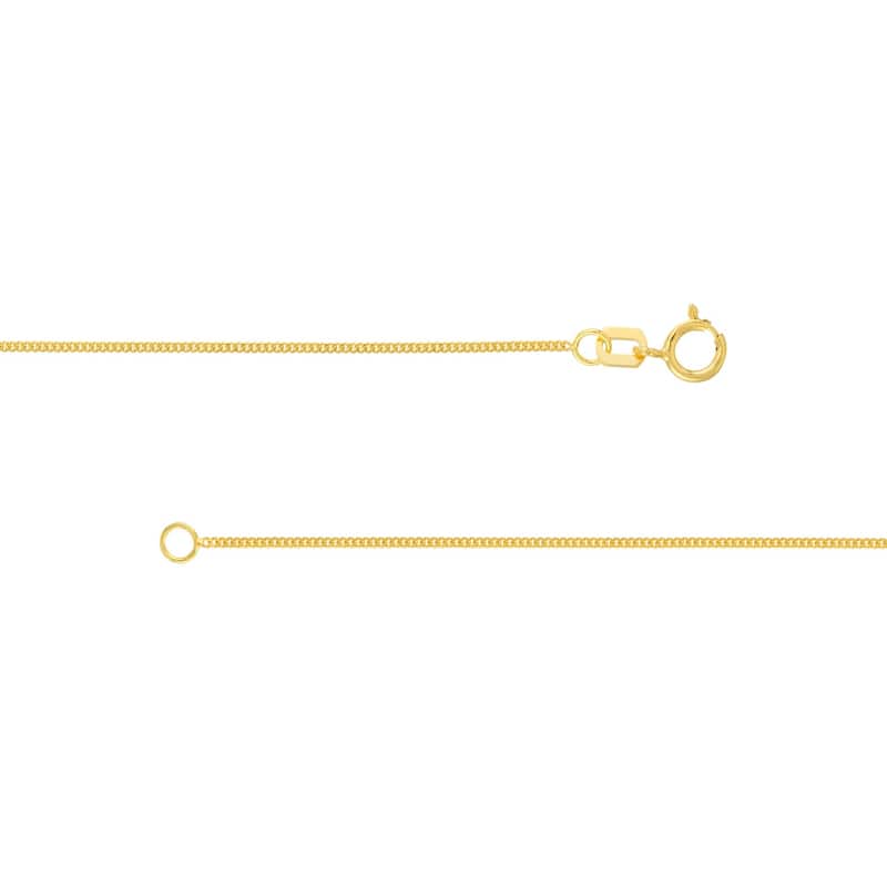 Curata 14k Yellow Gold 0.9mm Curb Chain Necklace 5mm (Spring Ring)