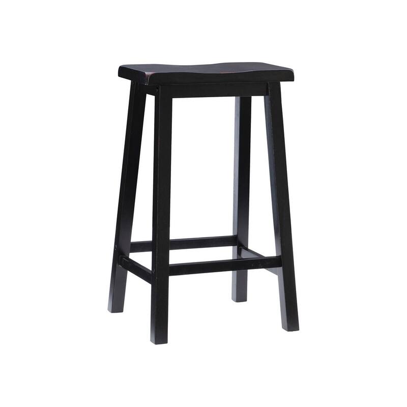 Linon Laurell Backless Rustic Farmhouse Saddle Bar Stool