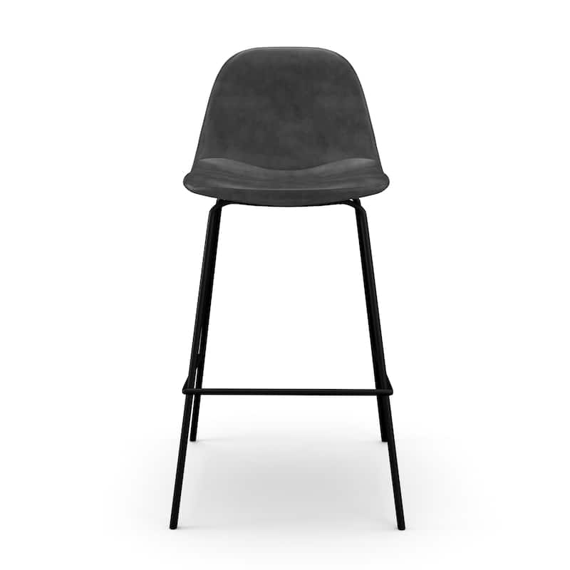 Maxine Vegan Leather Counter Height Stools Black Legs (Set of 2)