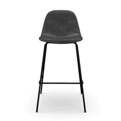 Maxine Vegan Leather Counter Height Stools Black Legs (Set of 2)