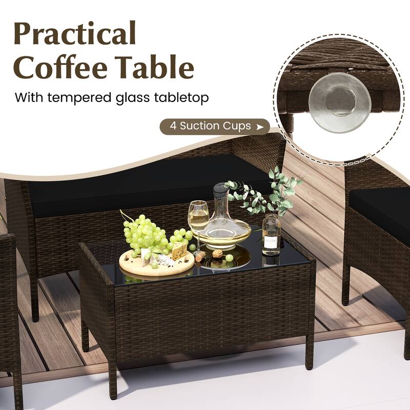 Gymax 8 Piece Patio Rattan Conversation Set Outdoor Wicker Furniture