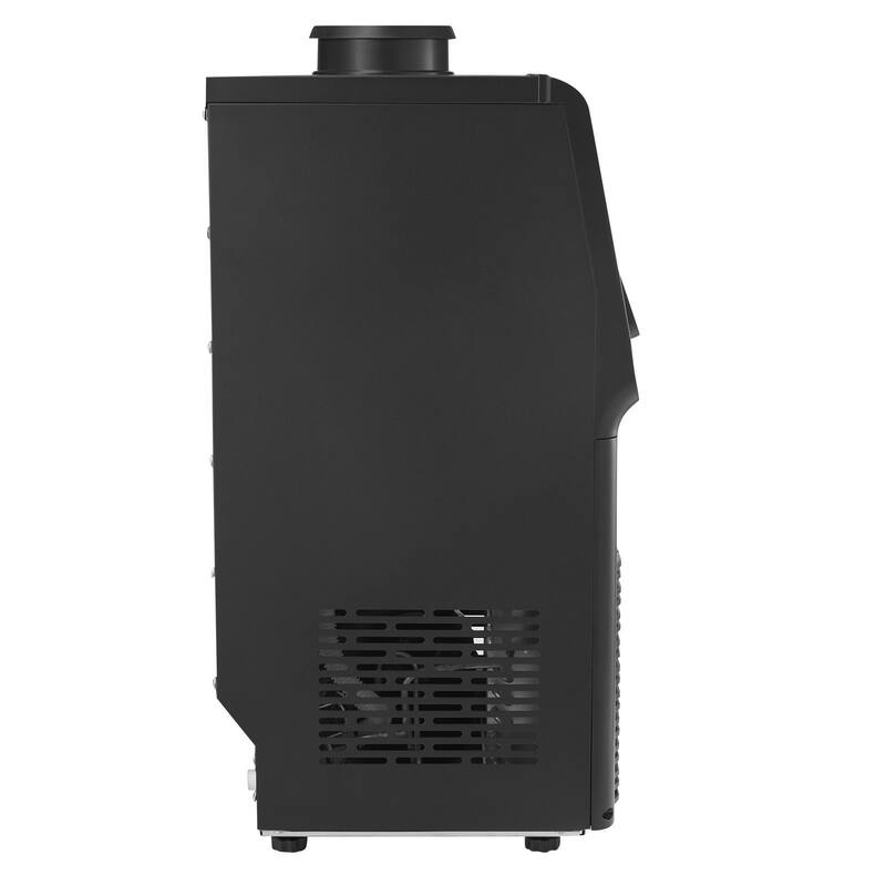 Black Stainless Steel Commercial Ice Maker with 36 Trays, Dual Water Inlets and Self Cleaning - 13.7 x 13.2 x 25.2 in