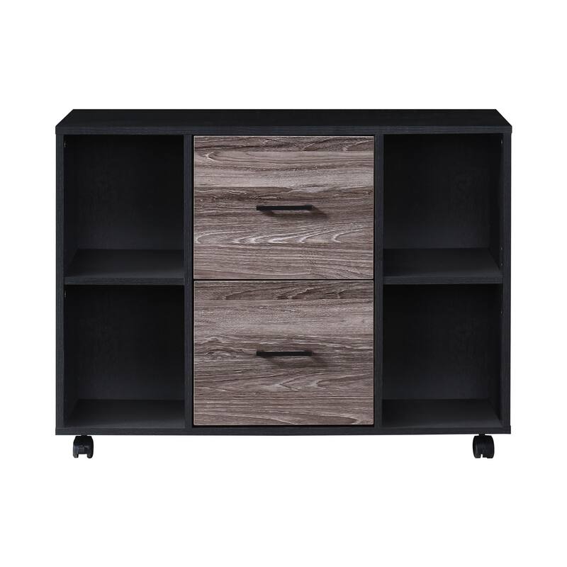 2-Drawer Wood 35.43 in. W Lateral File Cabinet - Black