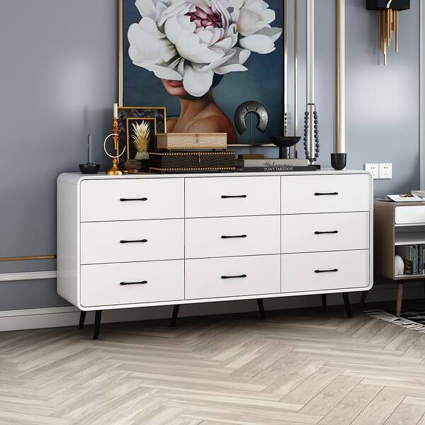 white nine drawer dresser Serenity Harbour 9 Drawer Dresser Nine-Drawer Vintage Dresser with Metal