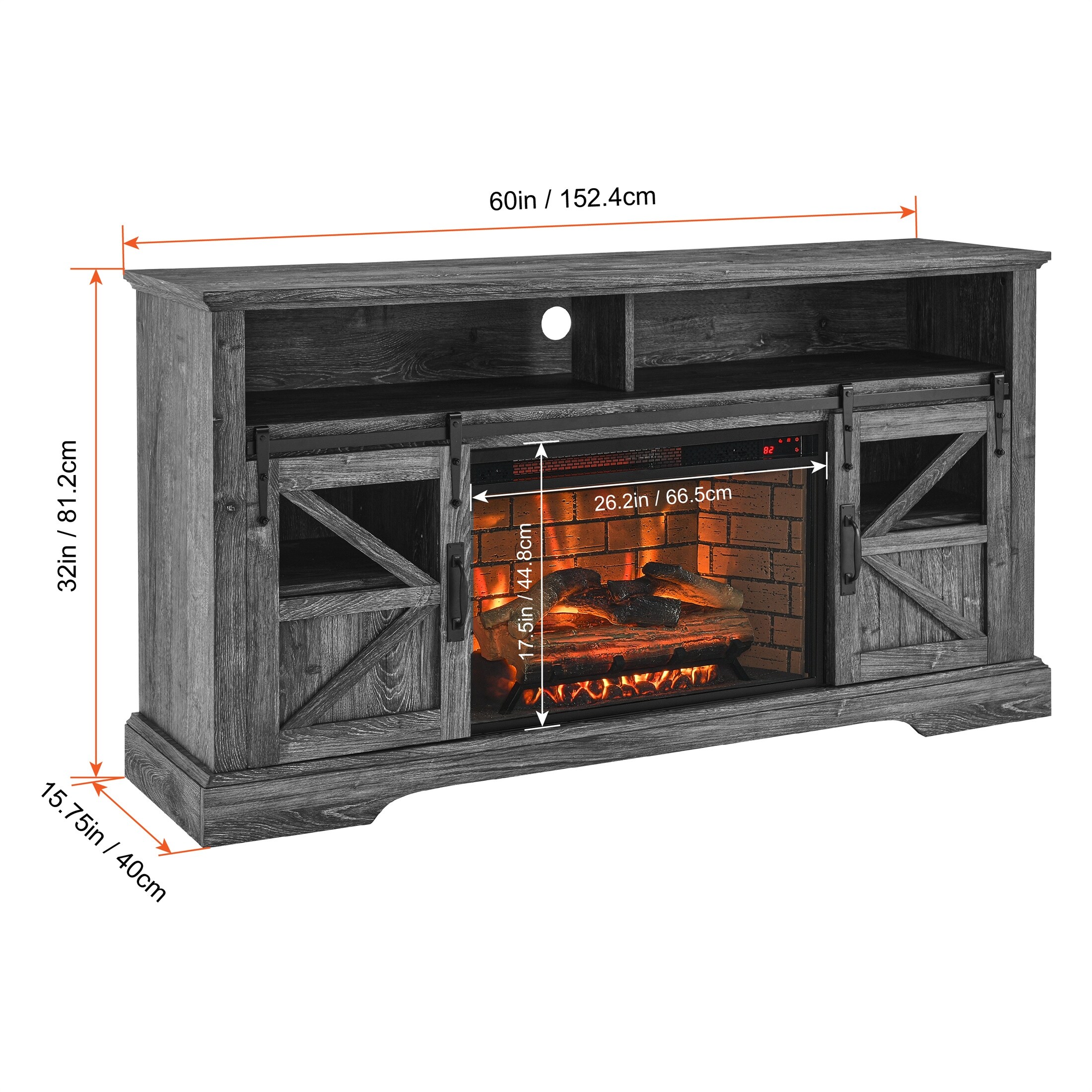 60 inch entertainment center with fireplace deals