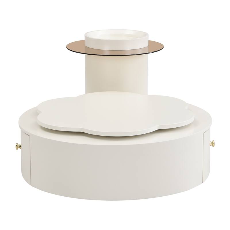 Round Coffee Table Set of 2 with 2 Drawers