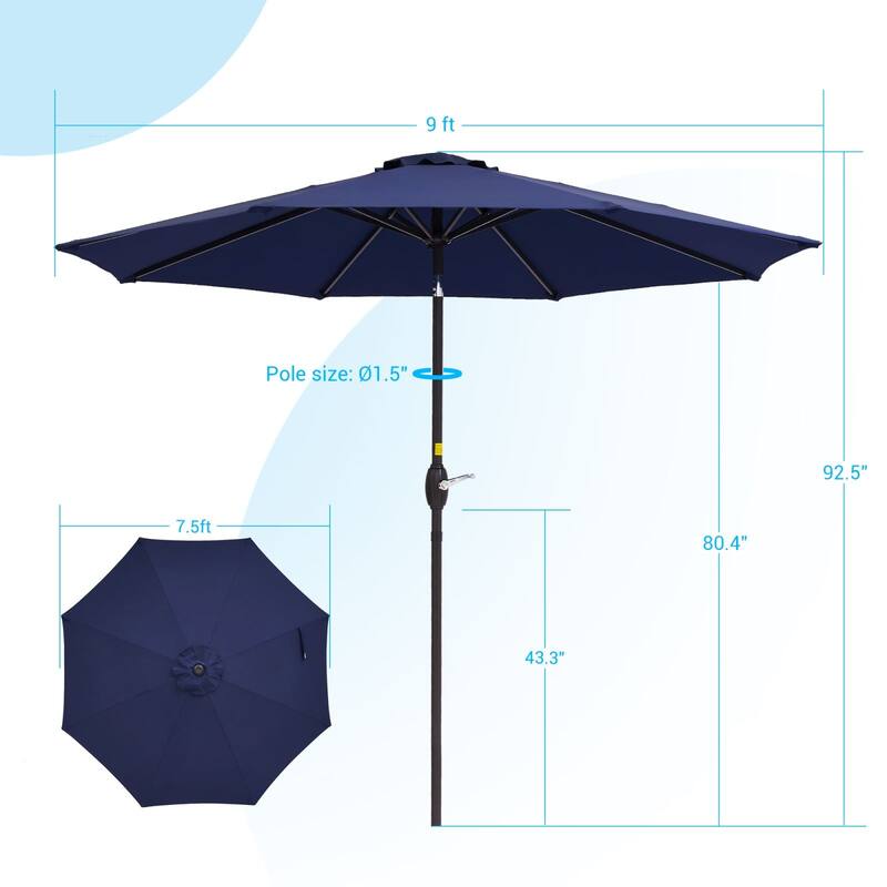 Bonosuki 9ft Patio Umbrella Market Table Umbrella with Tilt and Crank