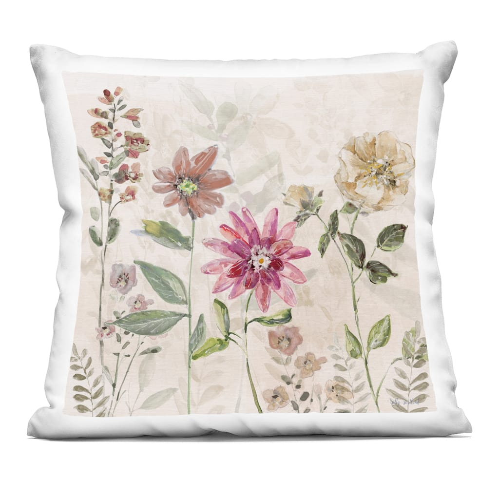 Stupell Earthy Natural Flower Blooms Decorative Printed Throw Pillow Design by Sally Swatland