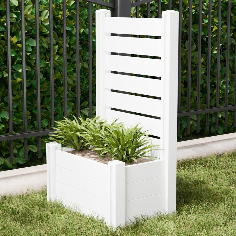 Outdoor PVC Privacy Raised Garden Bed Panels Planter Box With Ground Stakes - Option 10