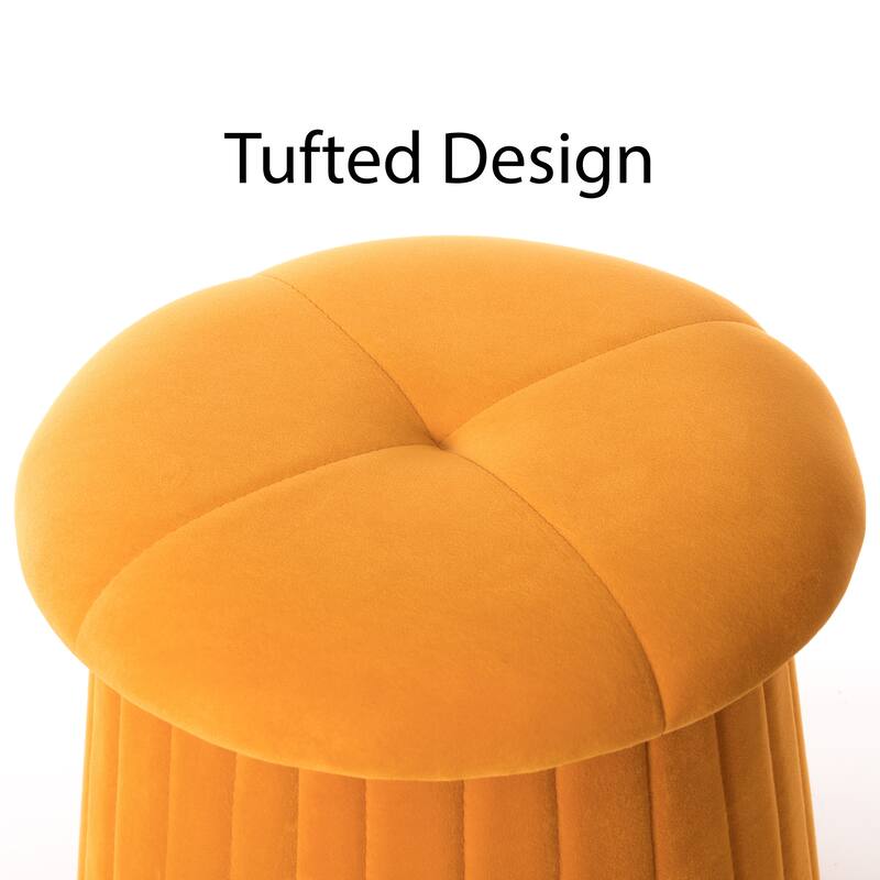 Modern Tufted Velvet Mushroom Shape Storage Ottoman Storage Stool Trunk