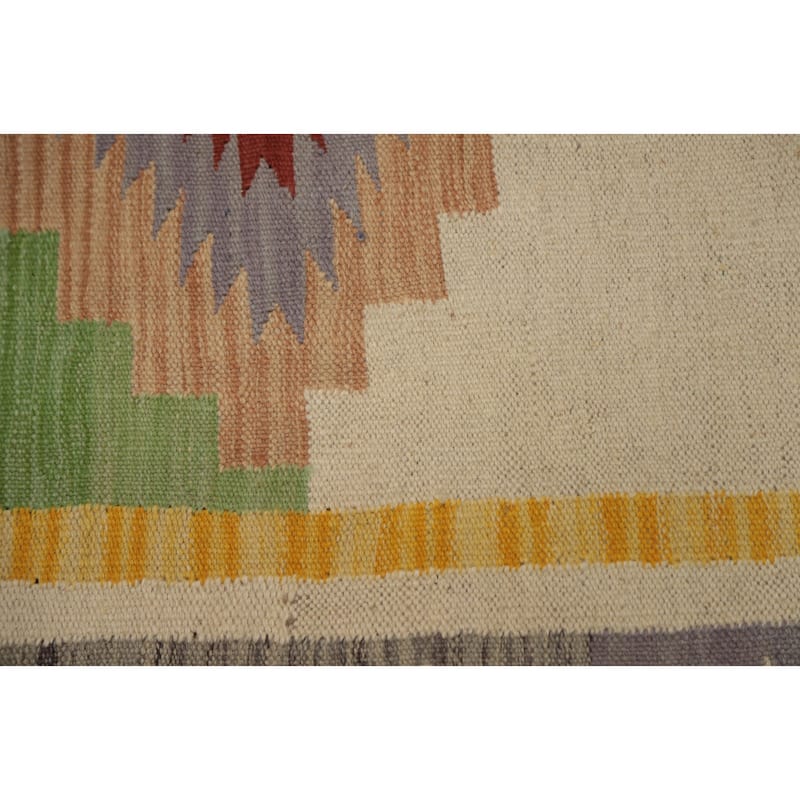 Hand Woven Oriental 100% Wool Carpet Southwestern Tribal Multi-Colored Kilim Area Rug - 9' 6'' X 7' 8''