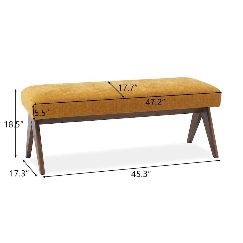 Mid Century Modern Fabric Ottoman Bench