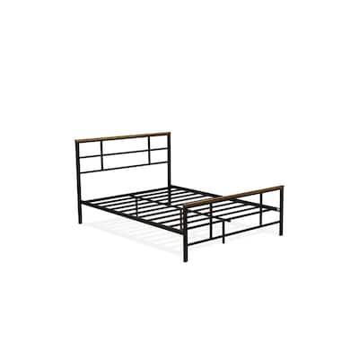 Full Size Bed with Metal Legs - Black Powder Coated Platform Bed Frame - Modern Bedroom Furniture