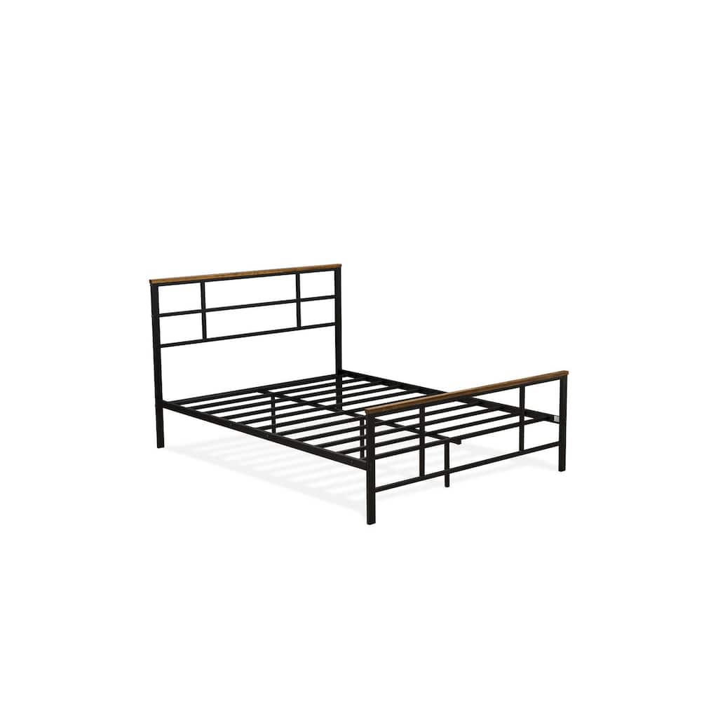 Full Size Bed with Metal Legs - Black Powder Coated Platform Bed Frame - Modern Bedroom Furniture