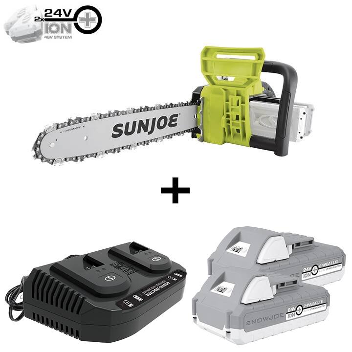 Cordless Chain Saw Kit - Batteries + Dual Port Charger
