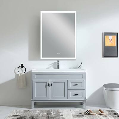 Smart LED Illuminated Wall Bathroom Anti-fog Makeup Mirror with Dimmer