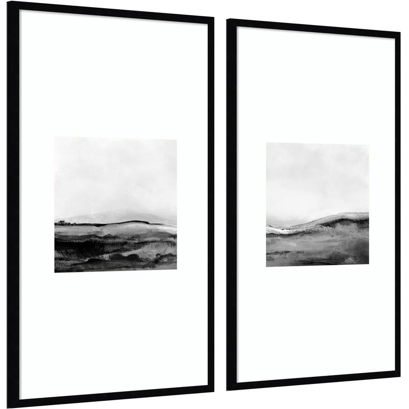 Mono Landscape No. 1 & 2 2 Piece by Dan Hobday Framed Wall Art Prints - Svelte Noir Black