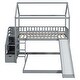 preview thumbnail 19 of 18, Grey Twin Over Twin Wood House Bunk Bed with Two Drawers and Slide
