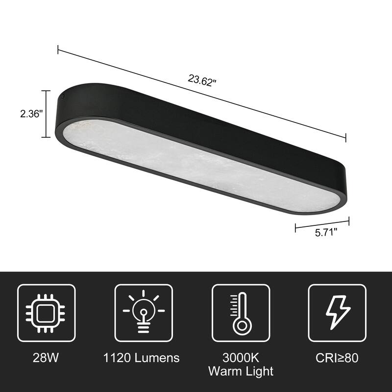 23.6" Dimmable Alabaster Marble LED Flush Mount Ceiling Light for Kitchen Bedroom