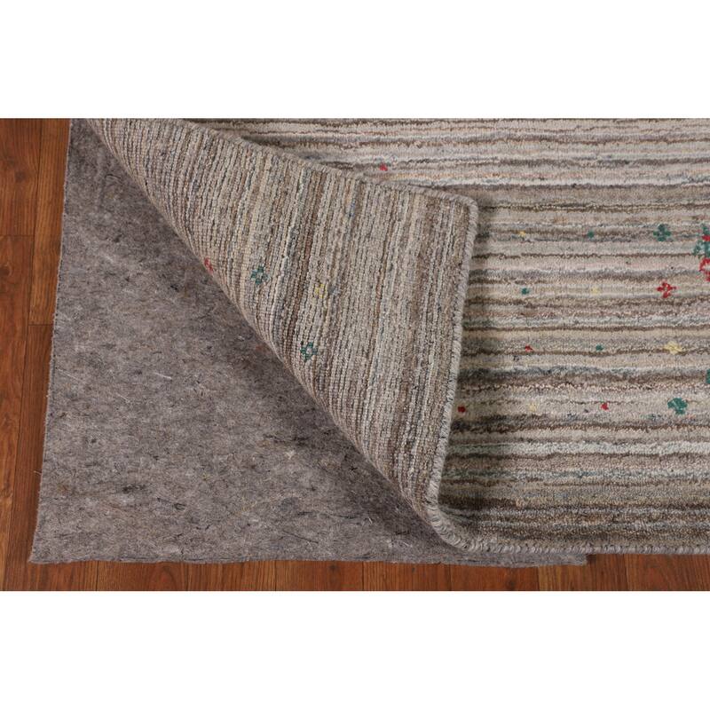 Earth Tone Gabbeh Indian Area Rug Handmade Tribal Wool Carpet - 5'0" X 7'10"