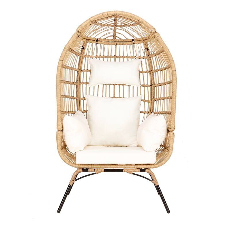 Egg Chair Patio Rattan with Cushion Wicker Basket Chair Outdoor Indoor