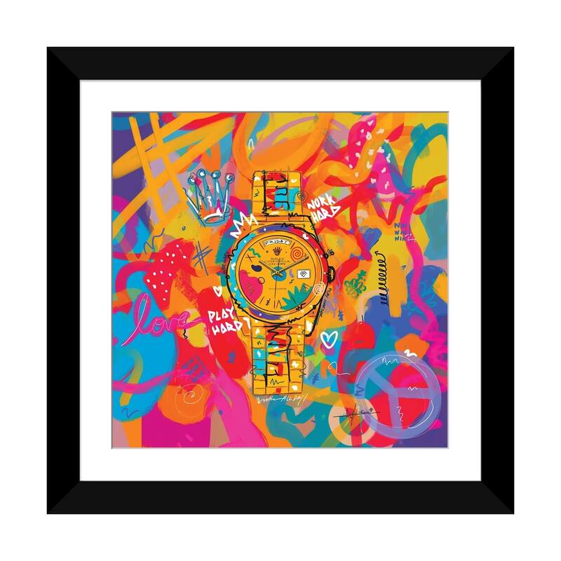 iCanvas "Rolex Friday - Hustle Hard (Square)" by NUWARHOL - Black - 24x24x1
