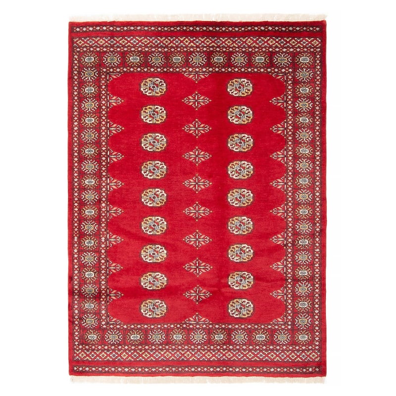ECARPETGALLERY Hand-knotted Peshawar Bokhara Red Wool Rug - 4'2 x 5'8 - 4'2 x 5'8 - Red