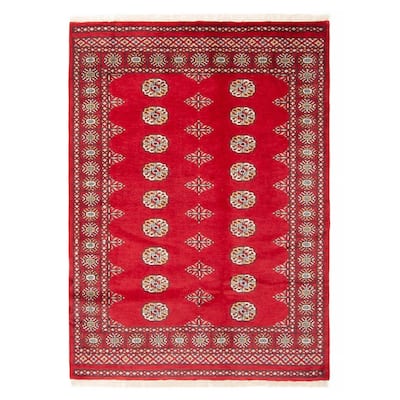 ECARPETGALLERY Hand-knotted Peshawar Bokhara Red Wool Rug - 4'2 x 5'8