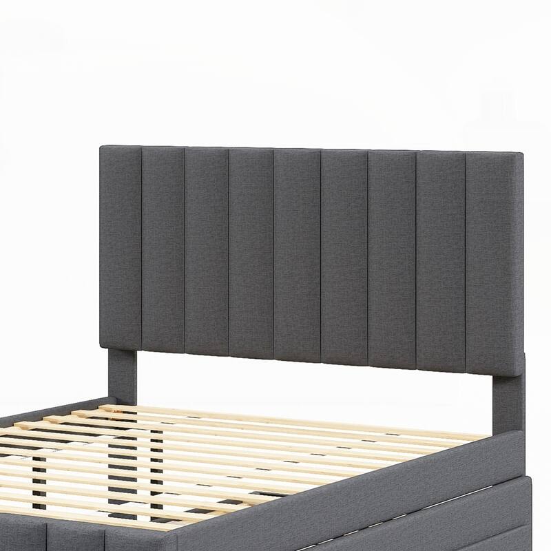 Upholstered Platform Bed with Trundle and 3 Drawers